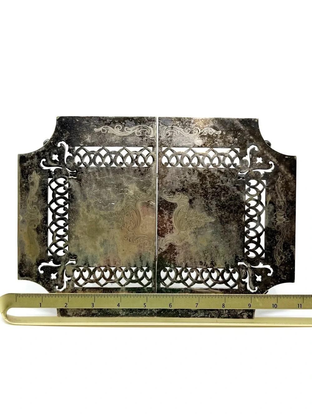 Reed & Barton Vintage Telescoping Trivet Hot Plate Silver-Toned Rectangular Vtg